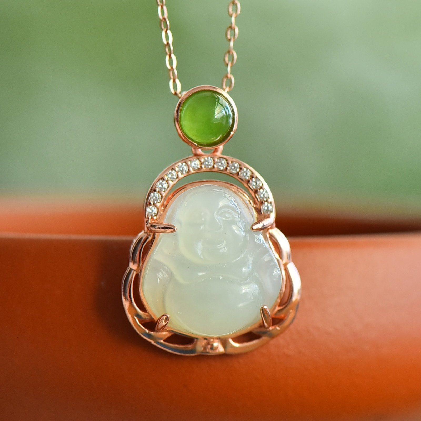 An Exquisite Sterling Silver-Gold Plated Inlaid White Jade Pendant - 3
