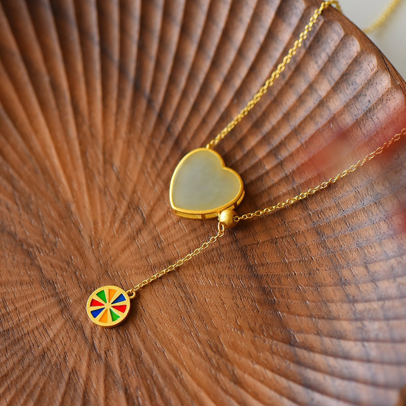 An Exquisite Sterling Silver-Gold Plated Inlaid White Jade Pendant - 4