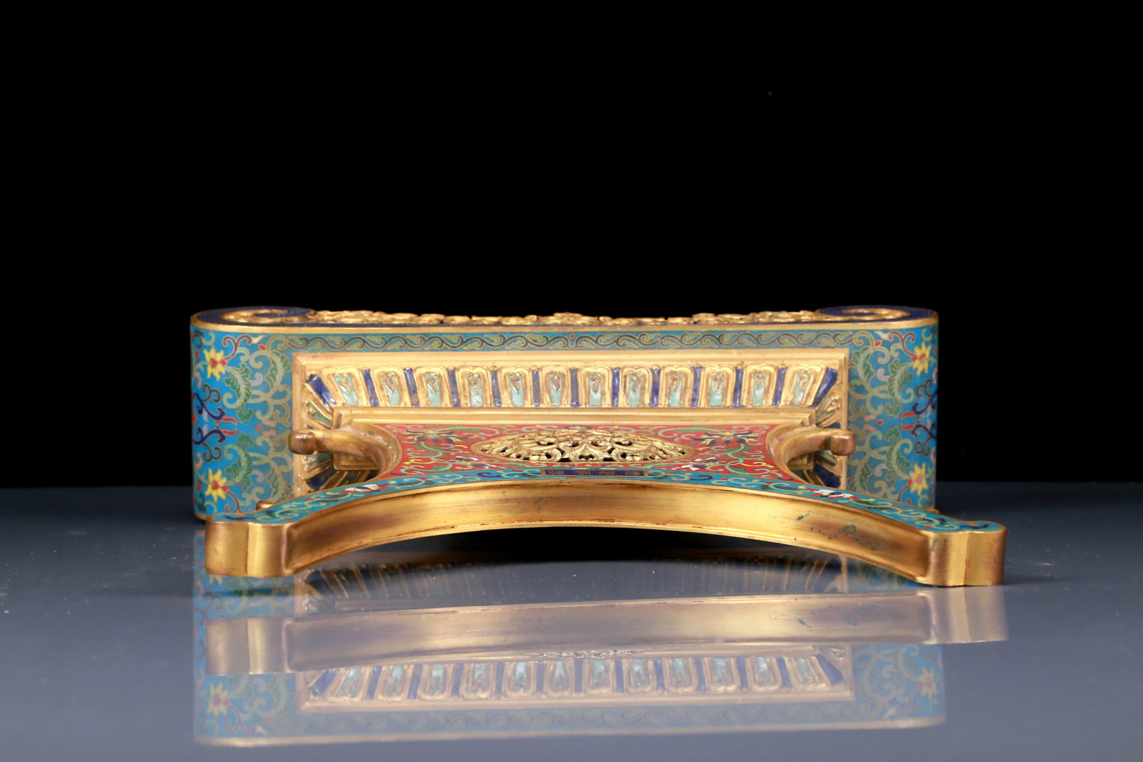 A Perfect Cloisonne Inlaid White Jade Dragon Pattern Table Screen - 11