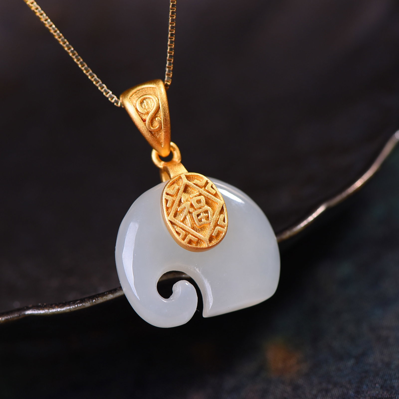 An Exquisite Sterling Silver-Gold Plated Inlaid White Jade Pendant - 3