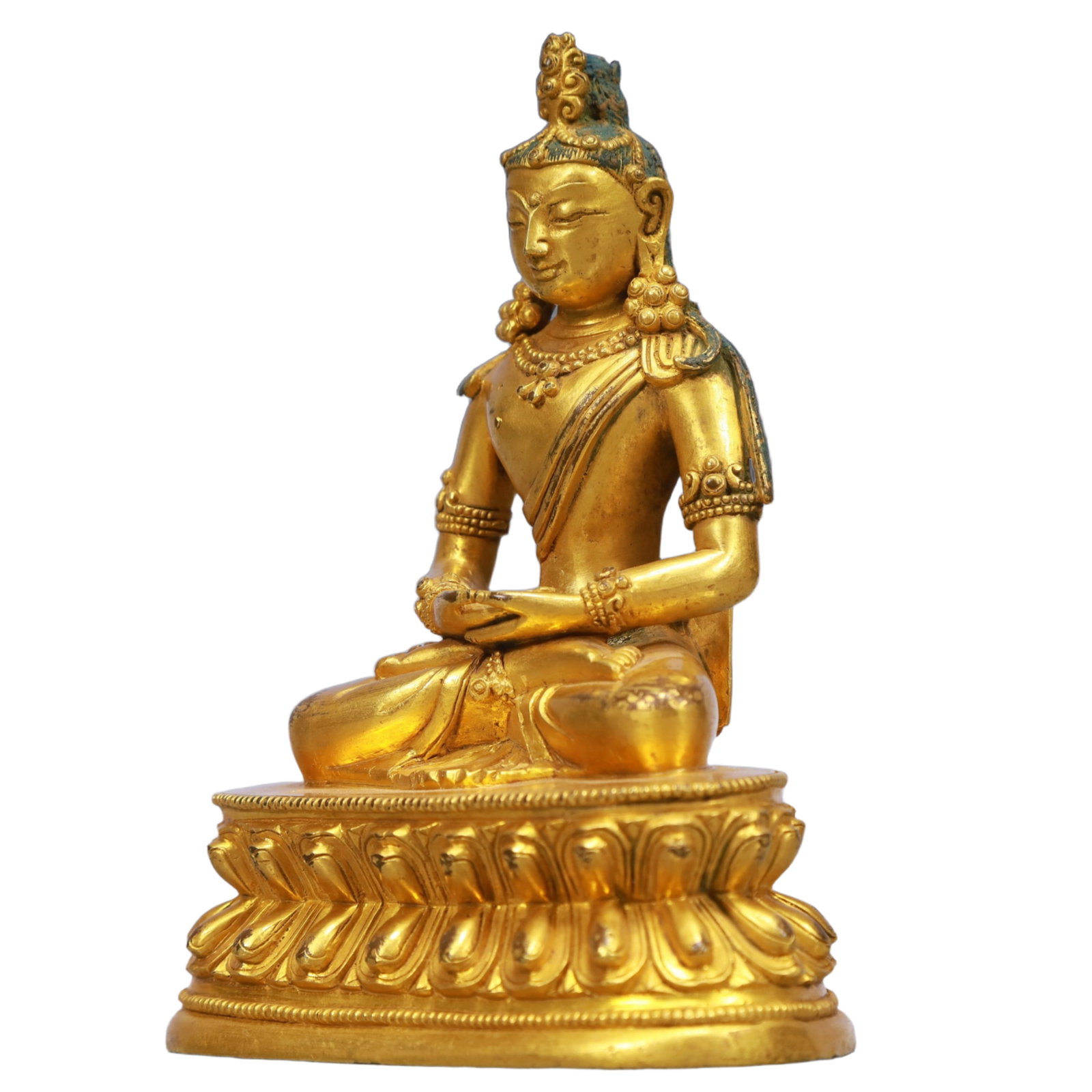 A Solemn Gilt Bronze Statue of Avalokitesvara - 2