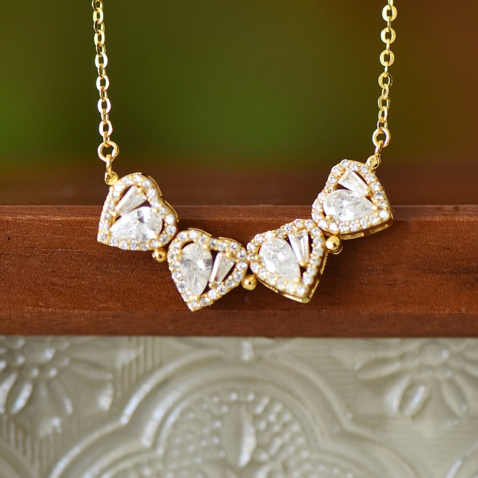 An Exquisite Sterling Silver-Gold Plated Inlaid Diamond Pendant - 4
