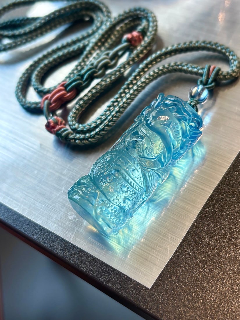 An Exquisite Aquamarine Dragon Pattern Pendant - 3
