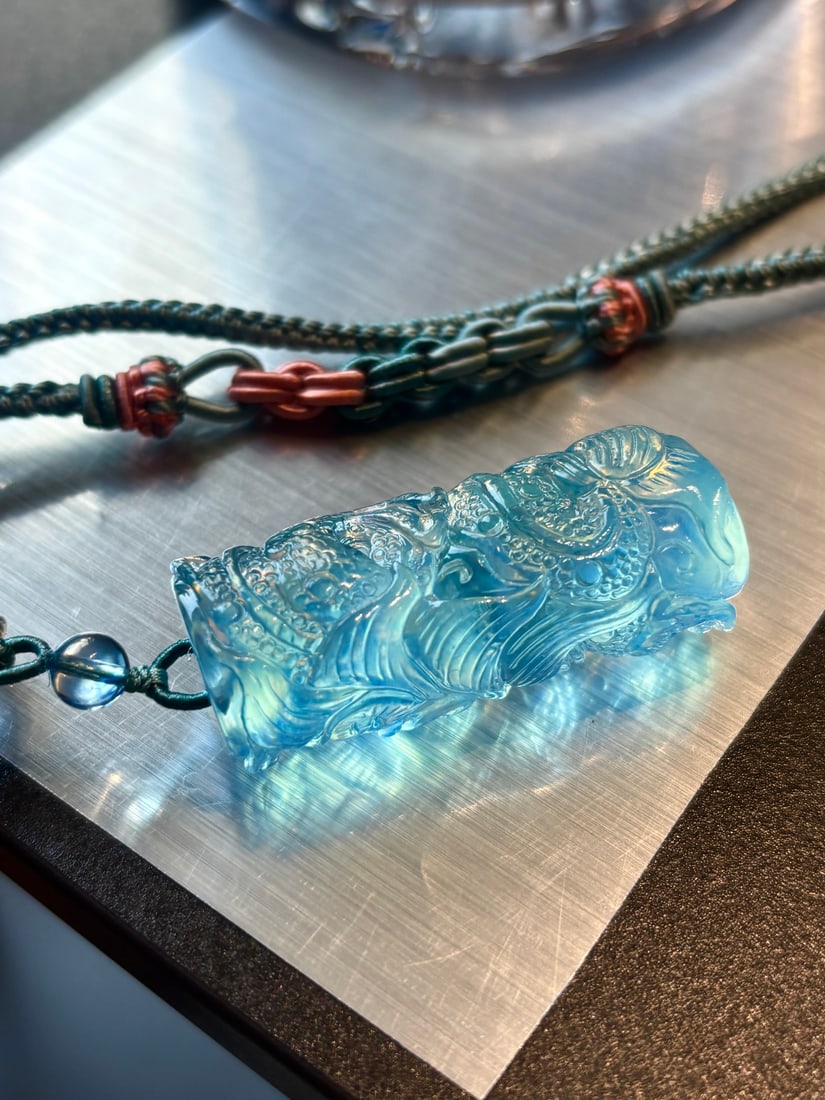 An Exquisite Aquamarine Dragon Pattern Pendant - 4