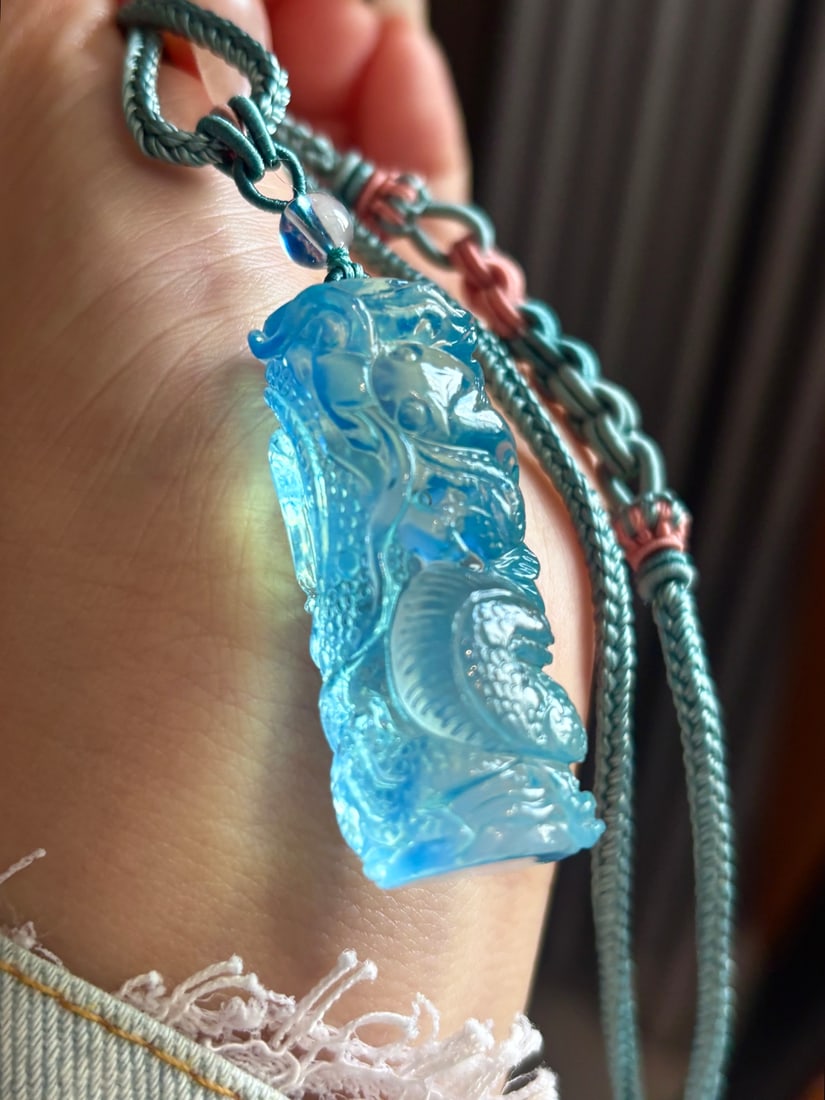 An Exquisite Aquamarine Dragon Pattern Pendant - 5