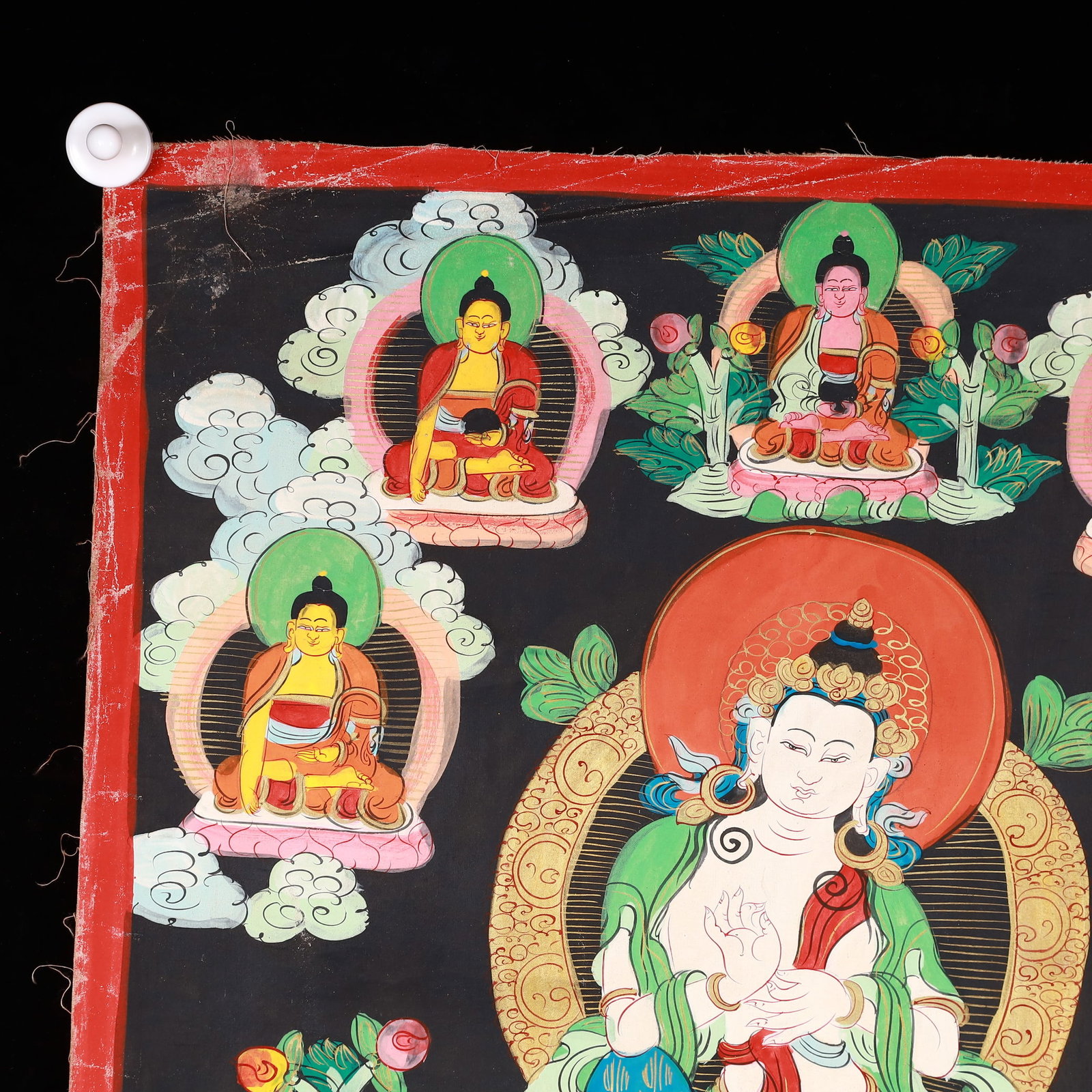 A Rare Painted Color Statue of Manjusri Tangka - 2