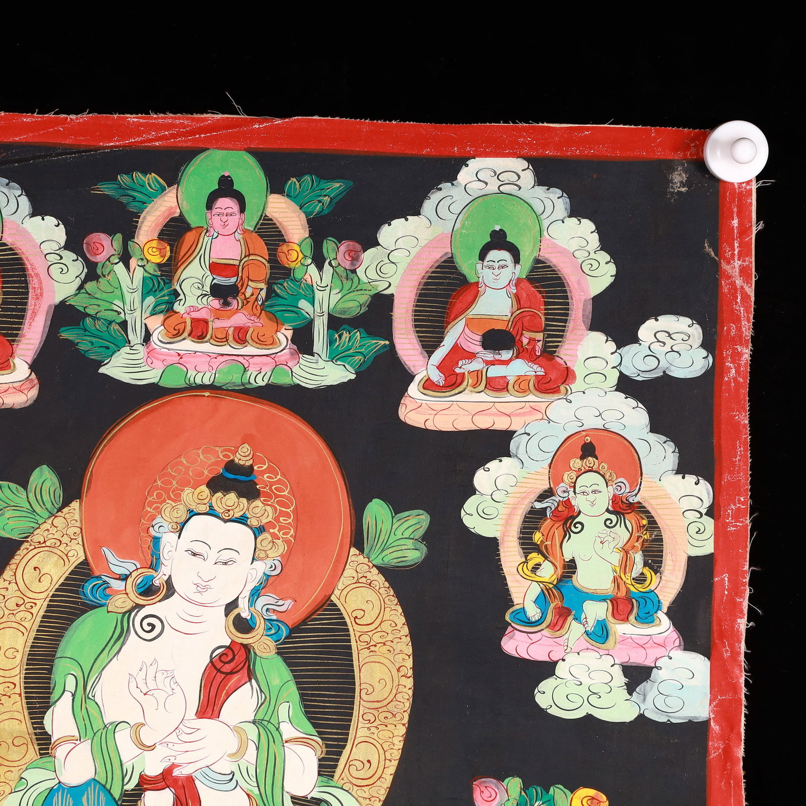 A Rare Painted Color Statue of Manjusri Tangka - 3