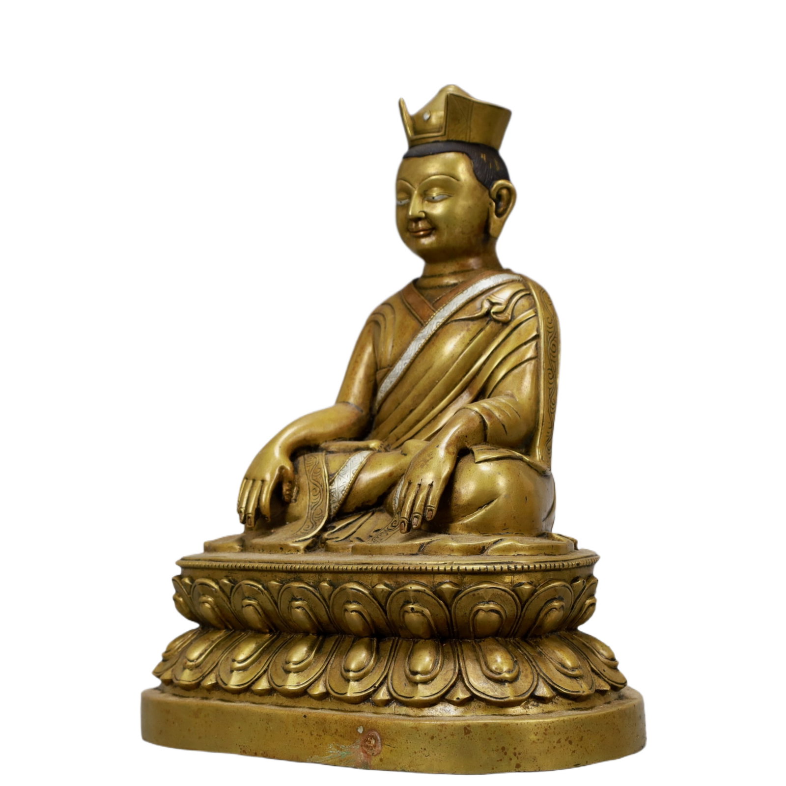 A Solemn Bronze Statue of Guru - 4