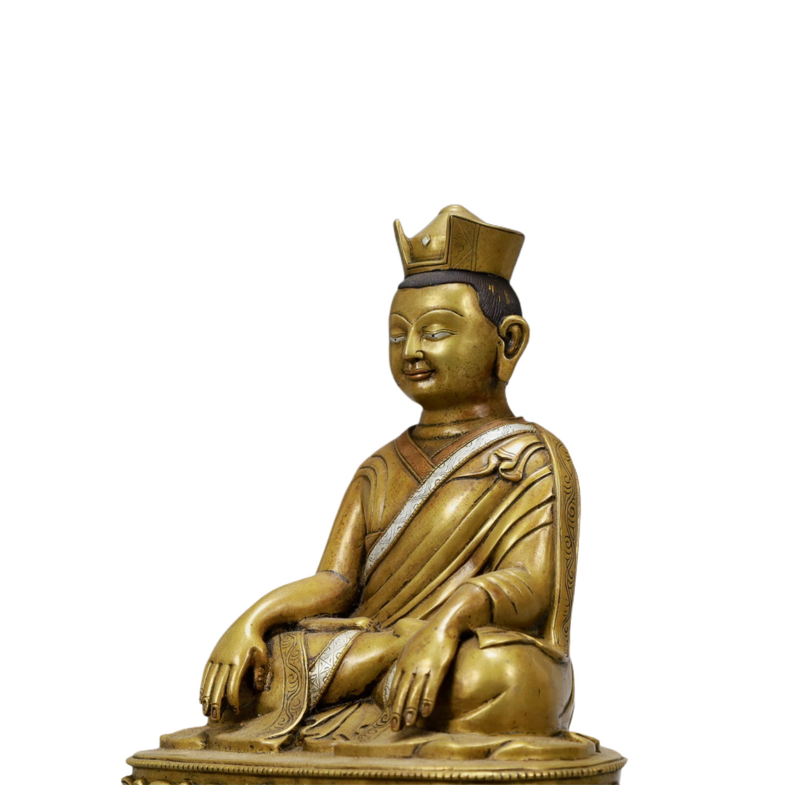 A Solemn Bronze Statue of Guru - 5