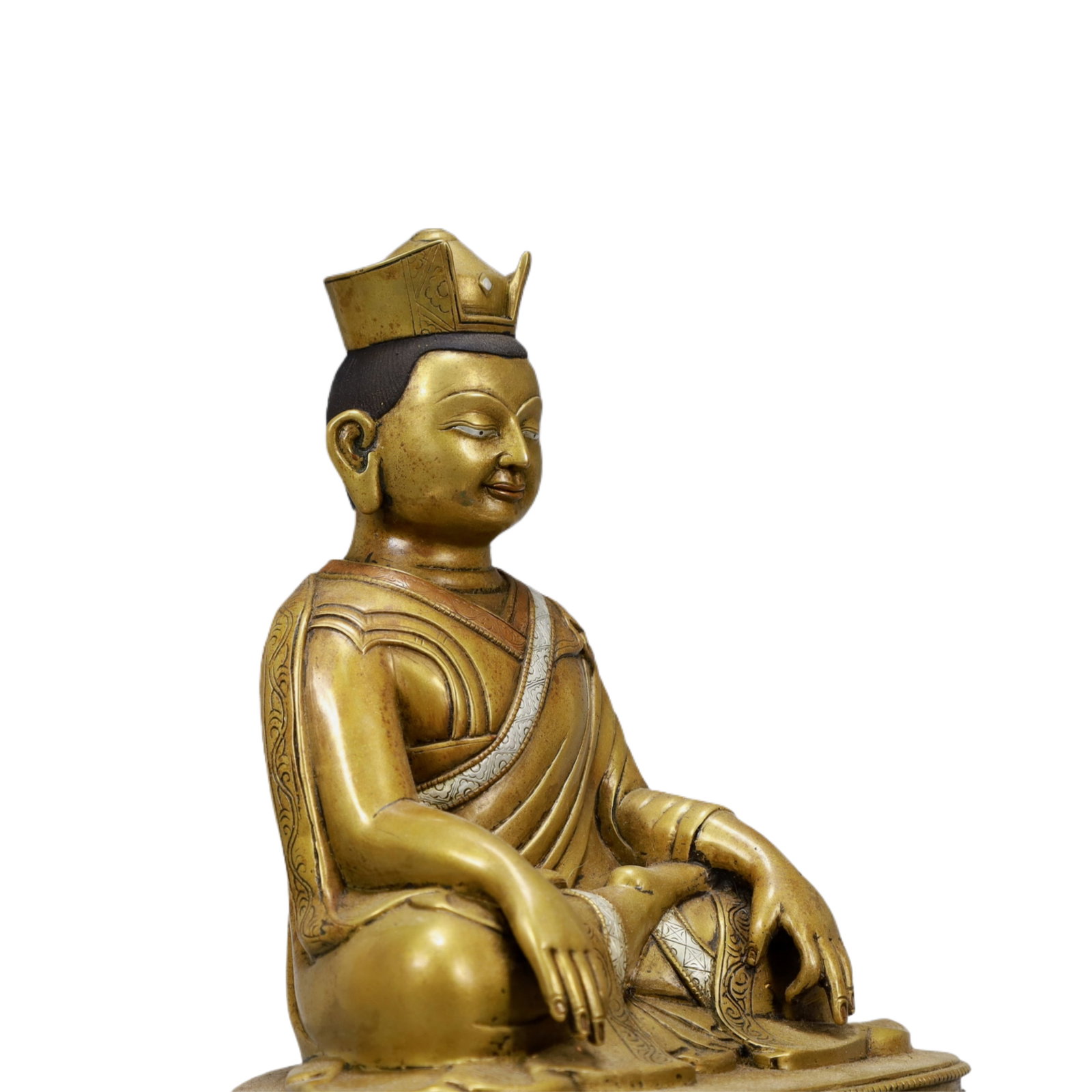 A Solemn Bronze Statue of Guru - 7