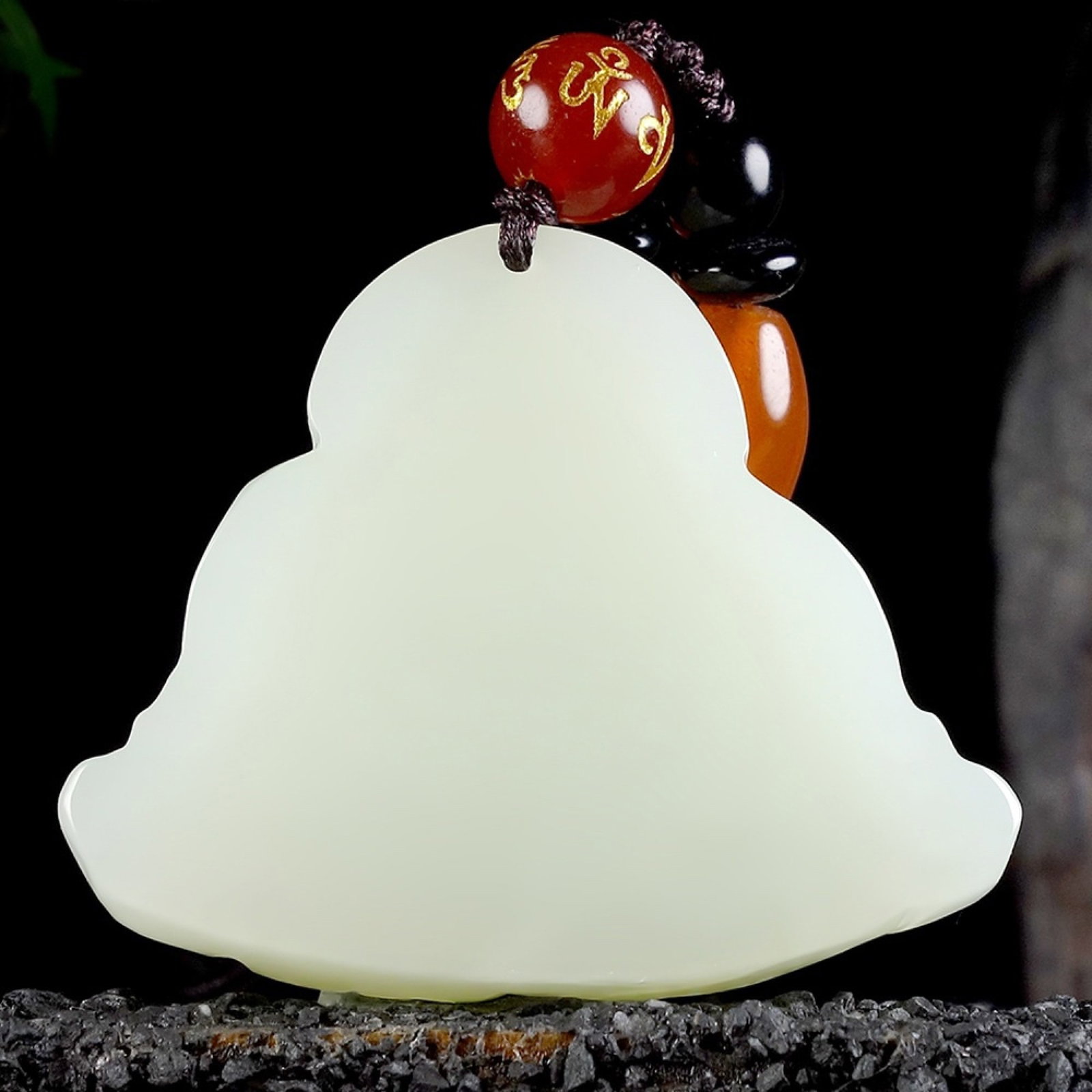 An Exquisite White Jade Statue of Maitreya Buddha Pendant - 4