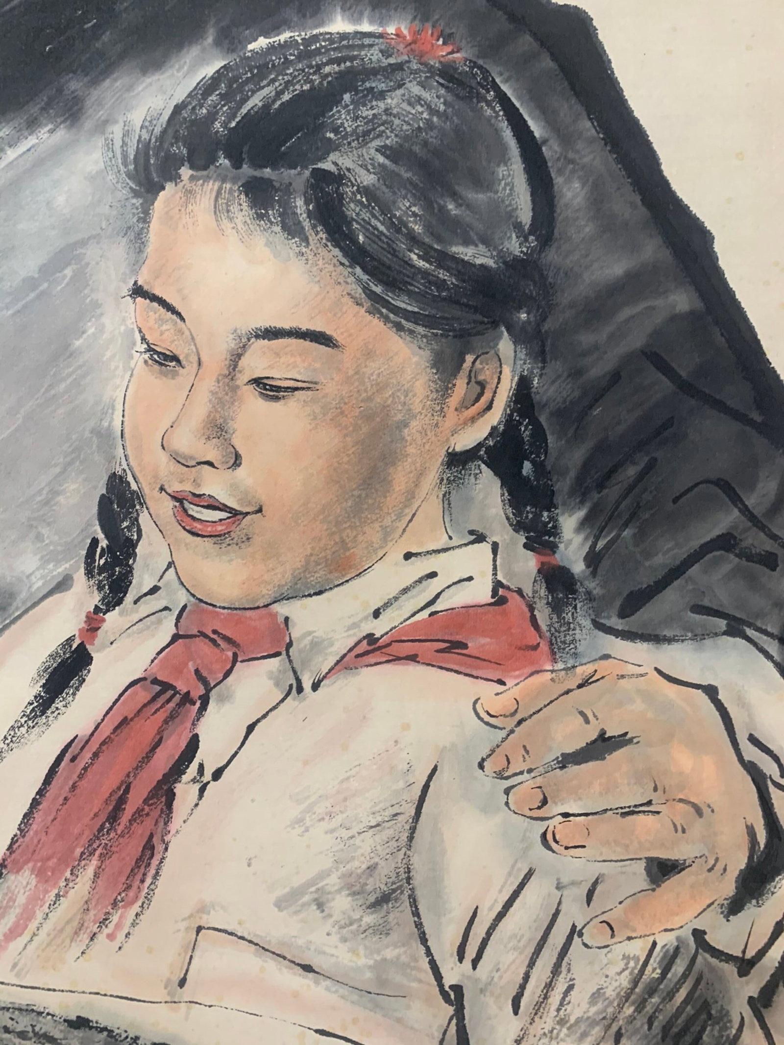 A Chinese Vertical Scroll Ink Painting of Figure on Paper,Jiang Zhaohe - 6