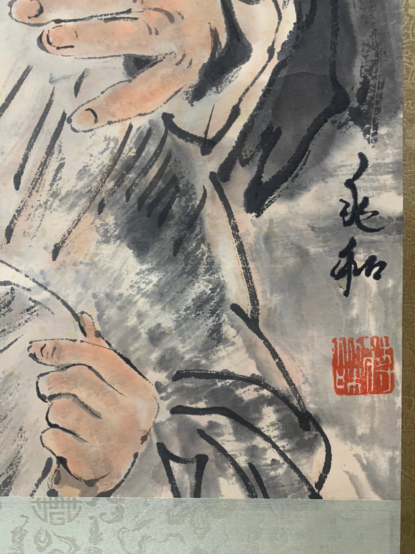 A Chinese Vertical Scroll Ink Painting of Figure on Paper,Jiang Zhaohe - 8