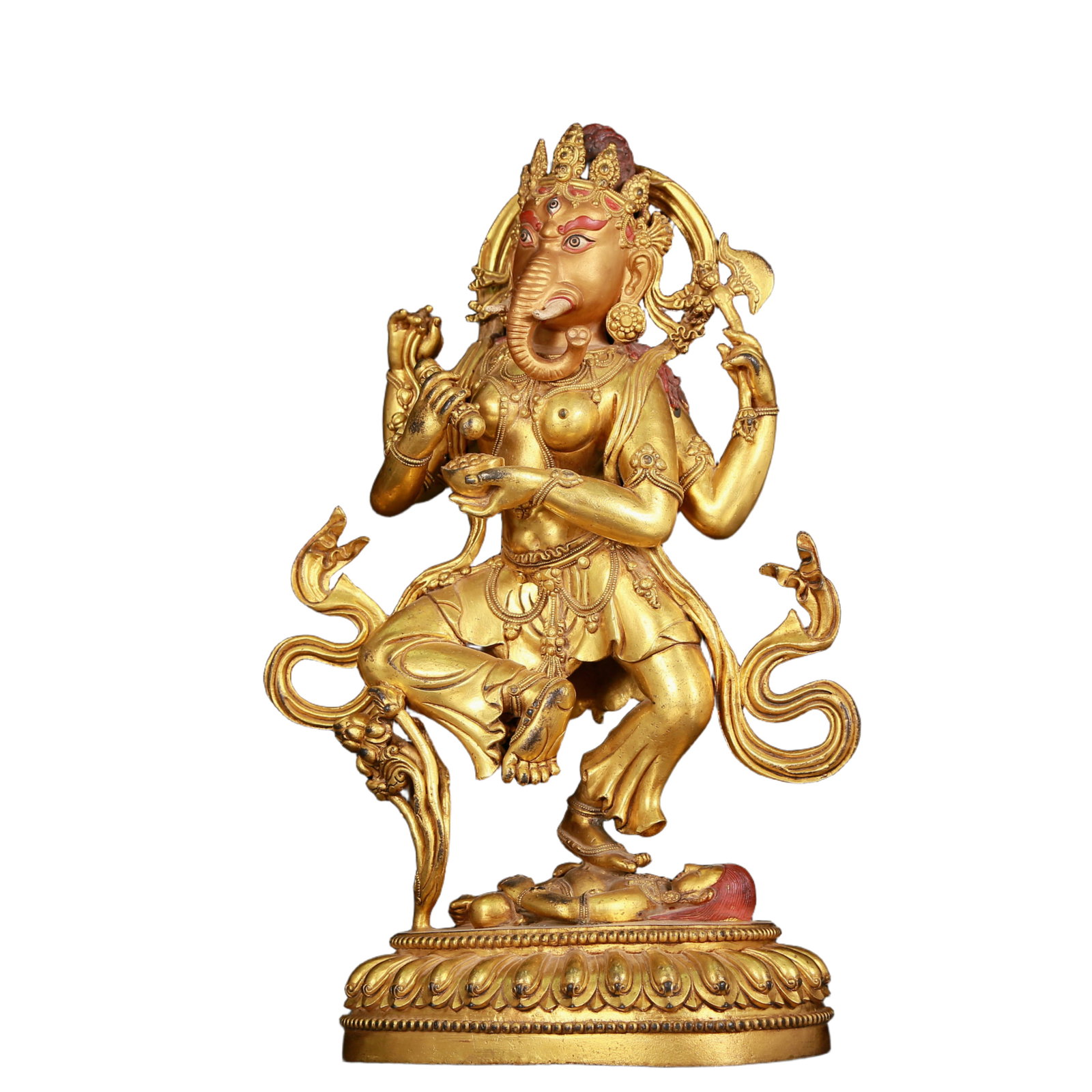 A huge gilt bronze statue of the Mammon with an elephant trunk - 4