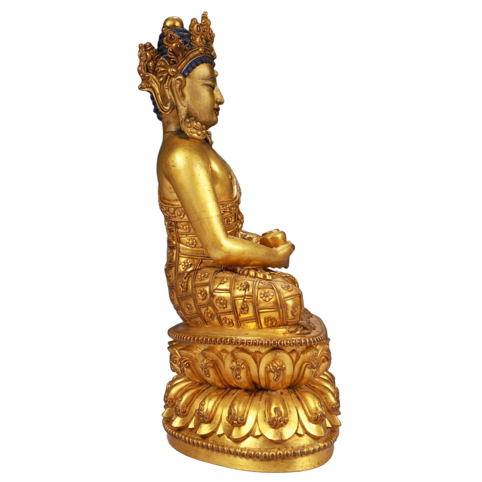 A Solemn Gilt Bronze Statue of Sakyamuni - 10