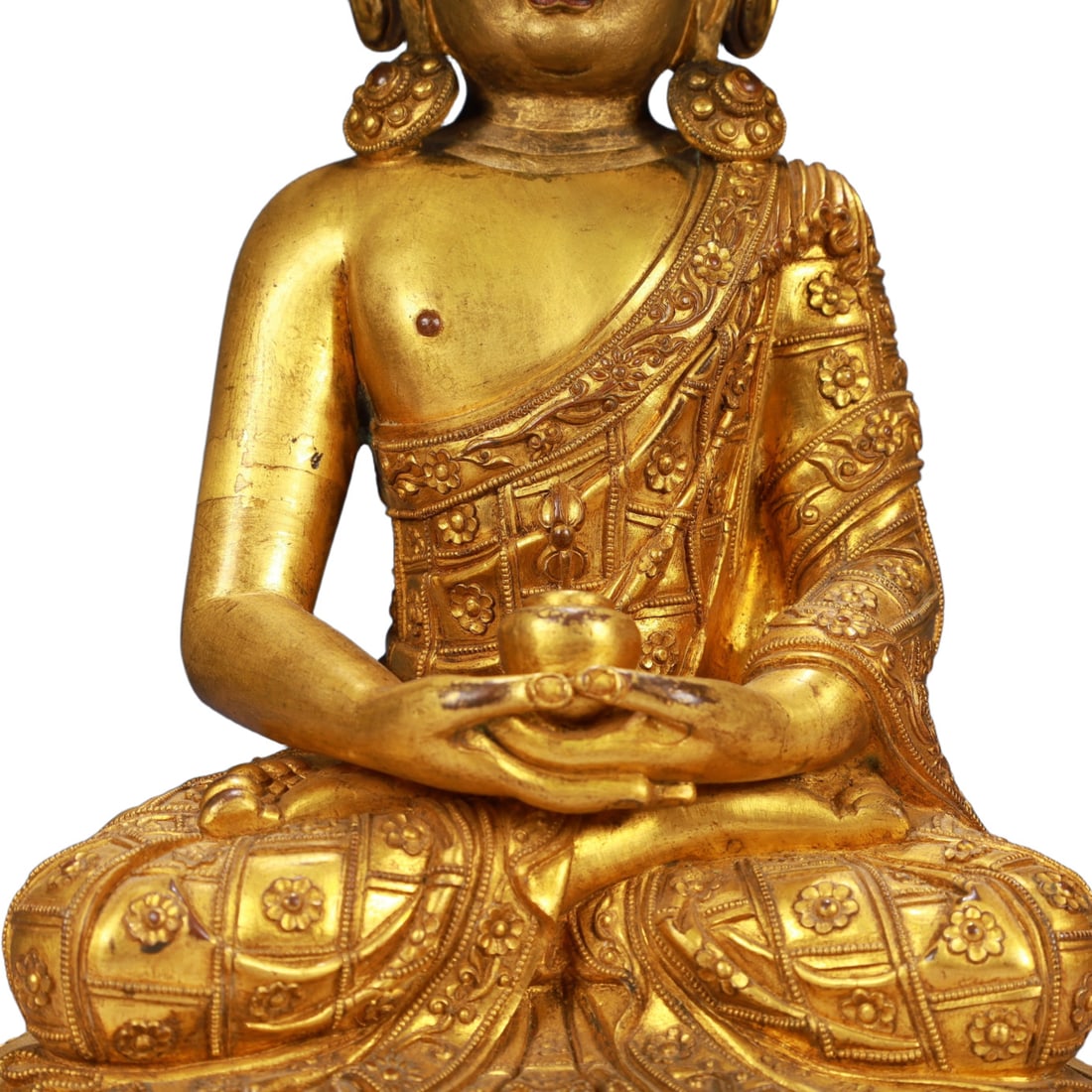 A Solemn Gilt Bronze Statue of Sakyamuni - 3