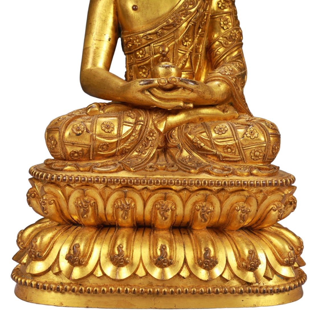 A Solemn Gilt Bronze Statue of Sakyamuni - 4