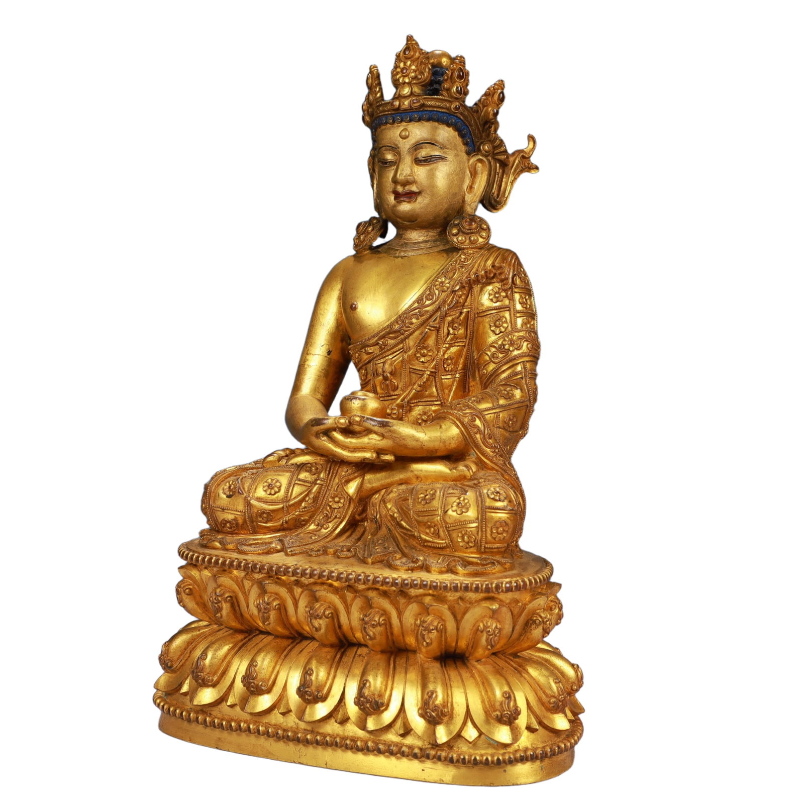 A Solemn Gilt Bronze Statue of Sakyamuni - 6