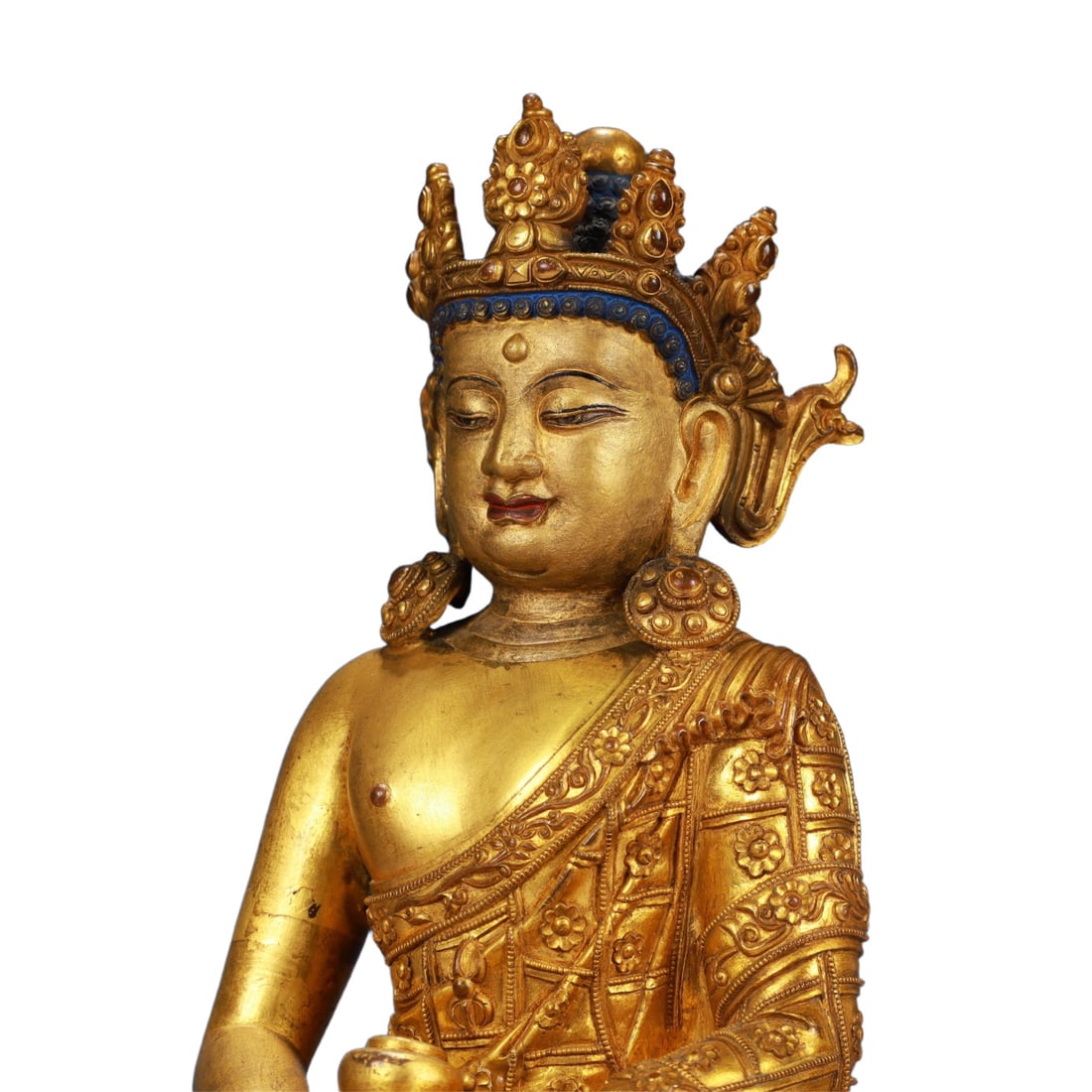 A Solemn Gilt Bronze Statue of Sakyamuni - 7