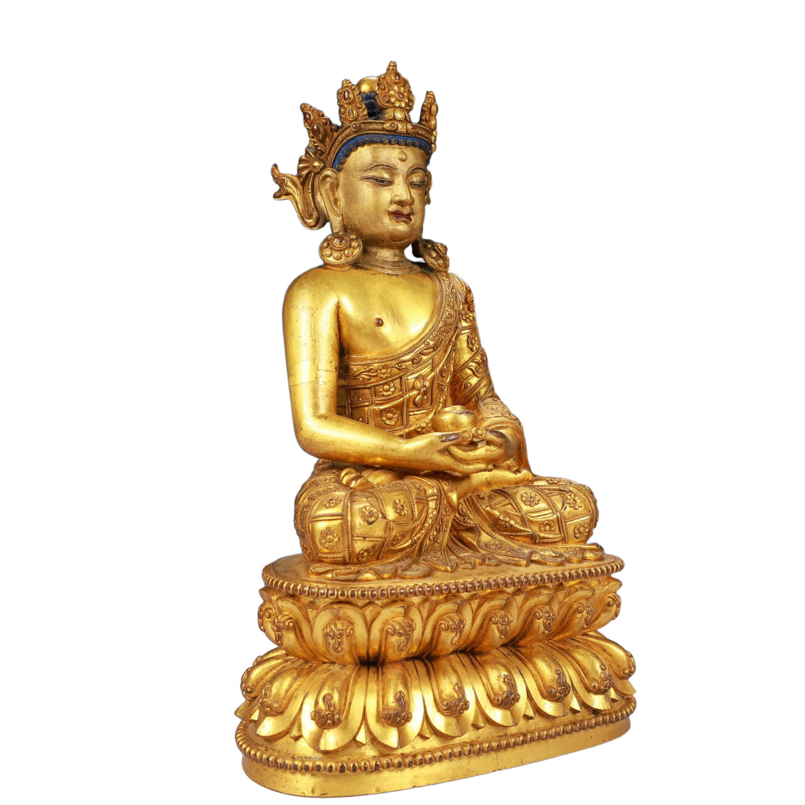 A Solemn Gilt Bronze Statue of Sakyamuni - 8