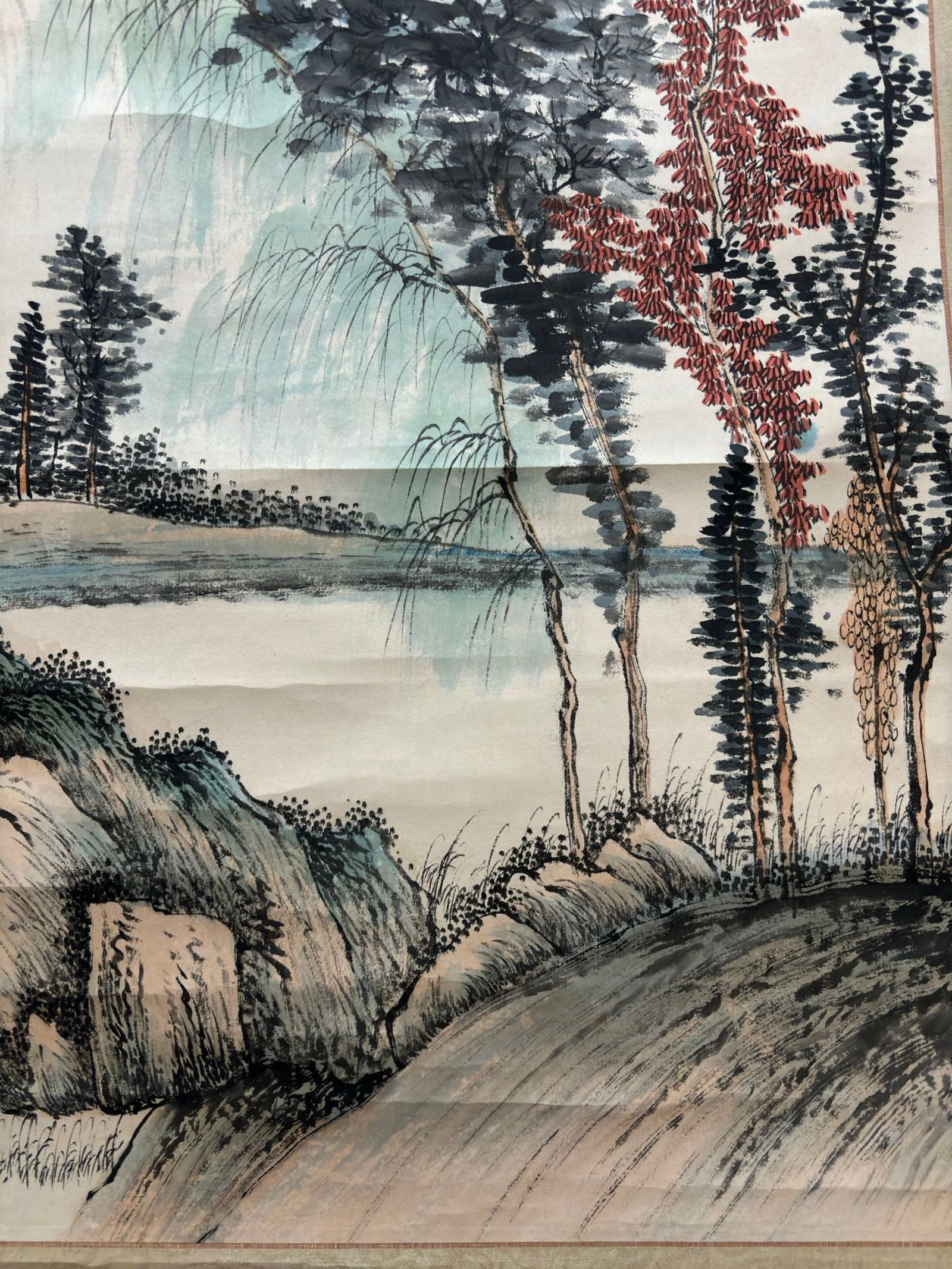 A Chinese Vertical Scroll Ink Painting of Landscape on Paper,Qi Gong - 8