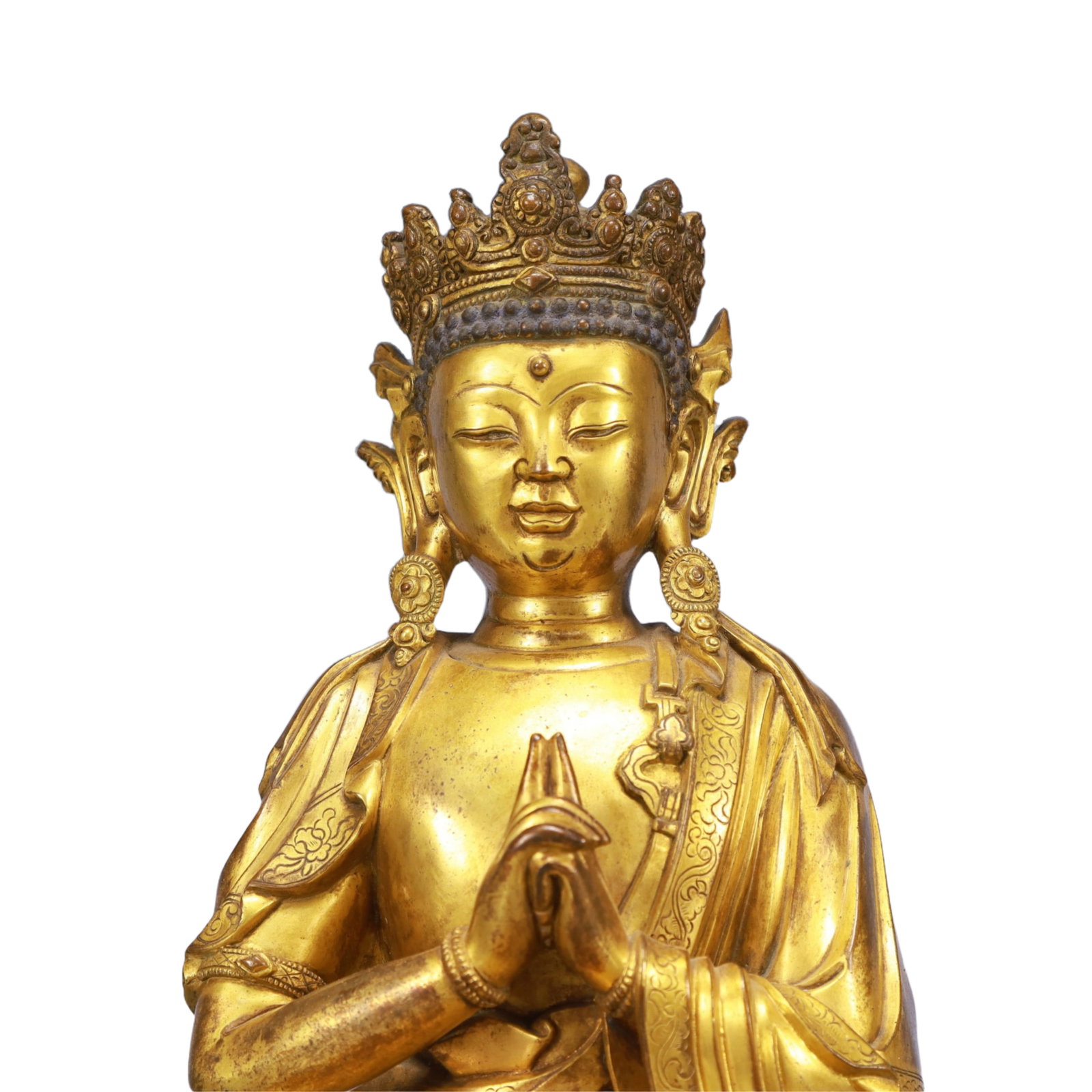 A Solemn Gilt Bronze Statue of Sakyamuni - 2