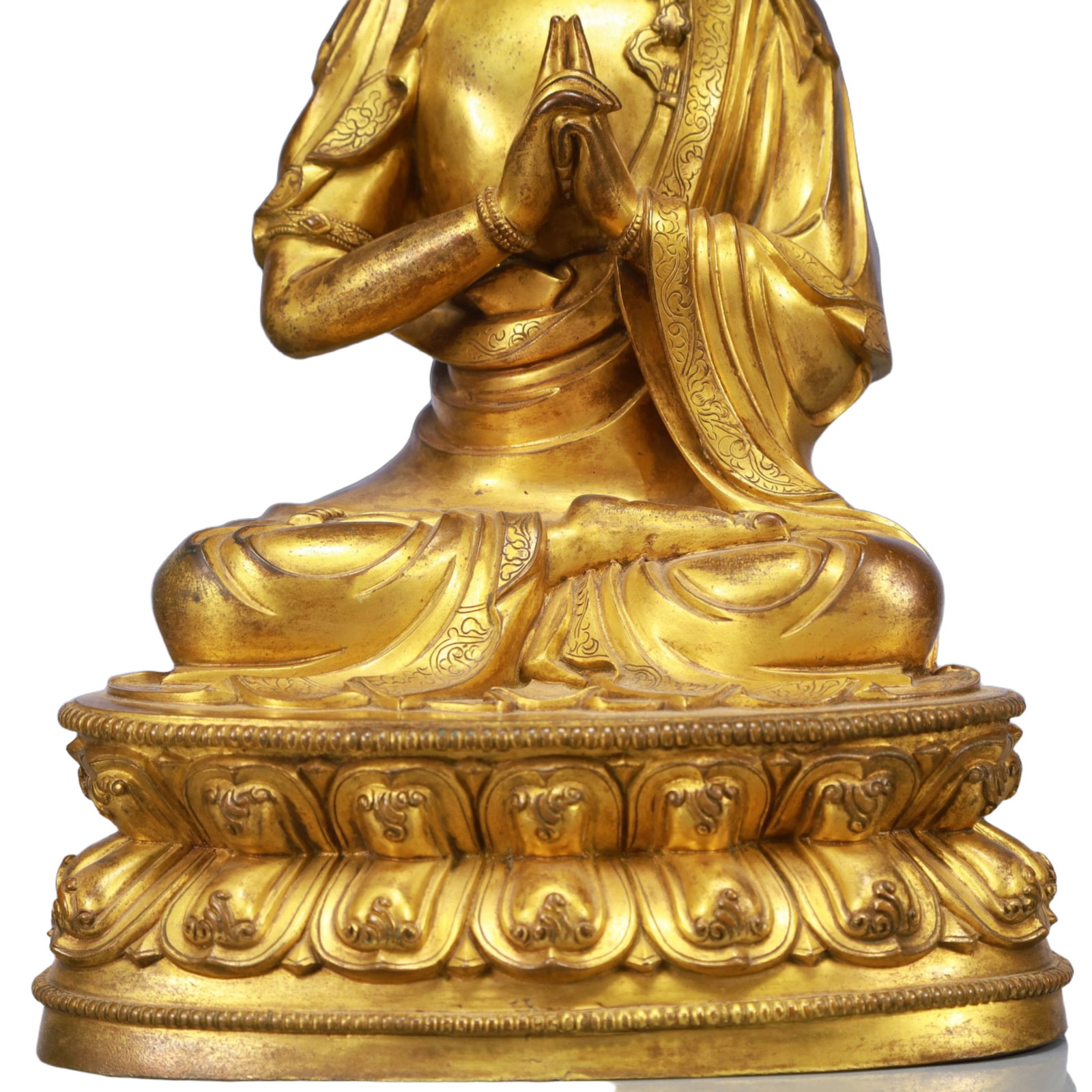 A Solemn Gilt Bronze Statue of Sakyamuni - 3