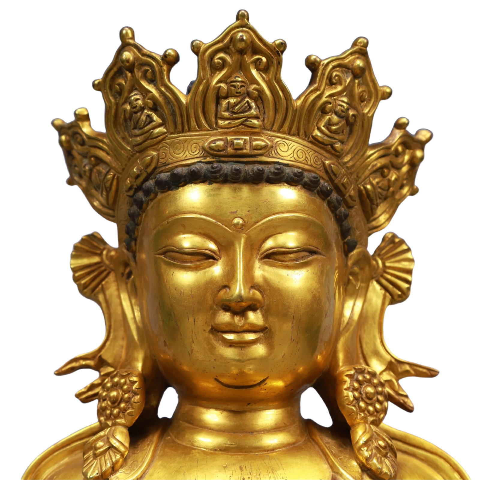 A Solemn Gilt Bronze Statue of Sakyamuni - 4