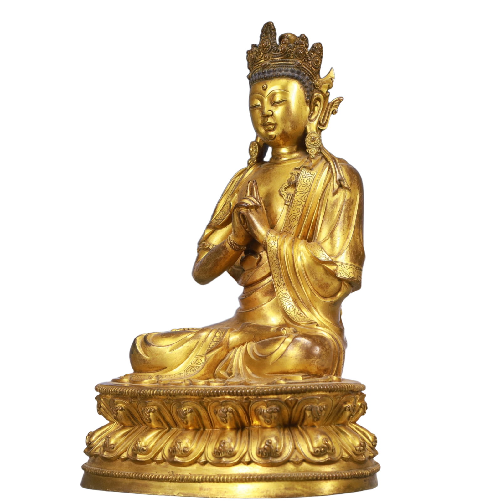 A Solemn Gilt Bronze Statue of Sakyamuni - 5