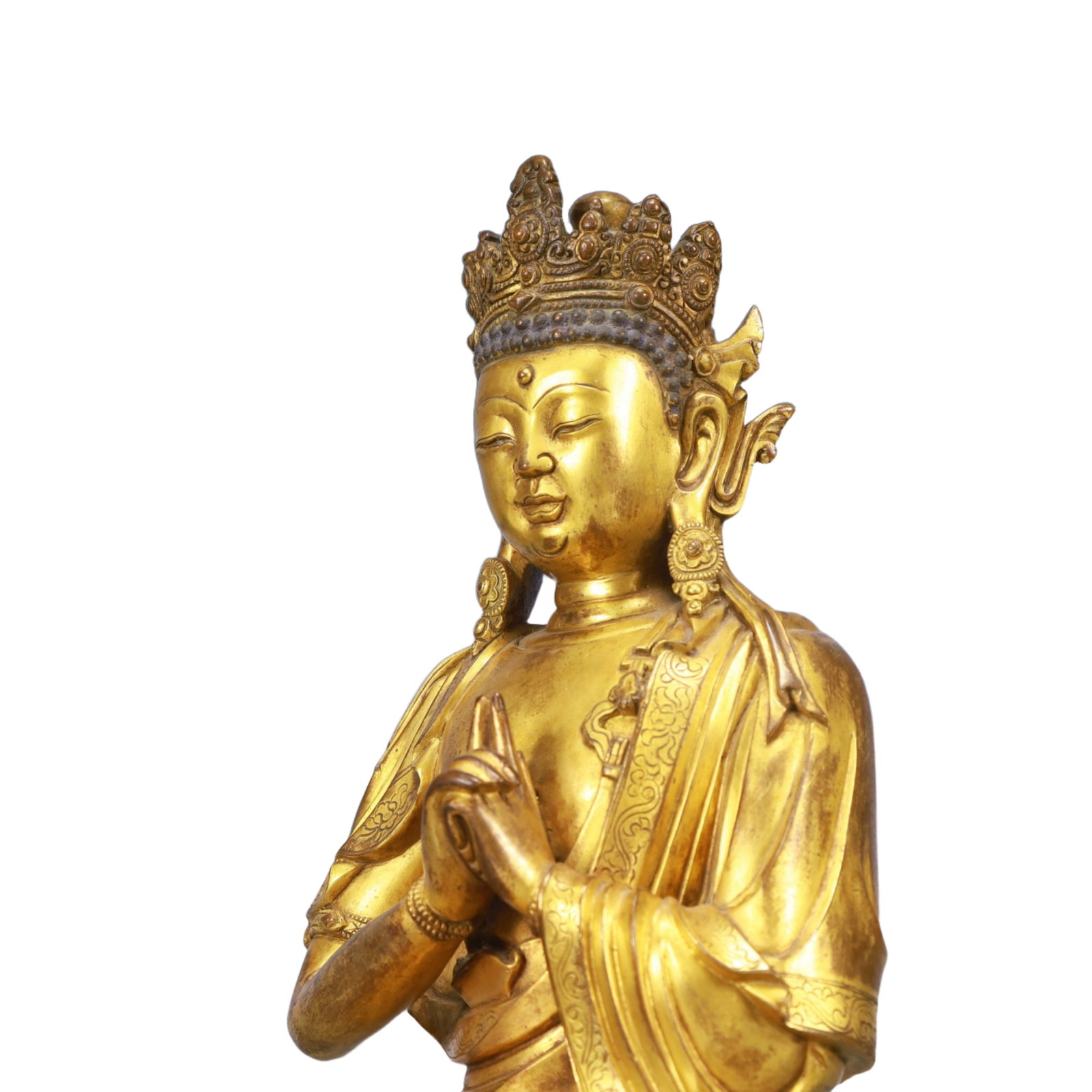 A Solemn Gilt Bronze Statue of Sakyamuni - 6