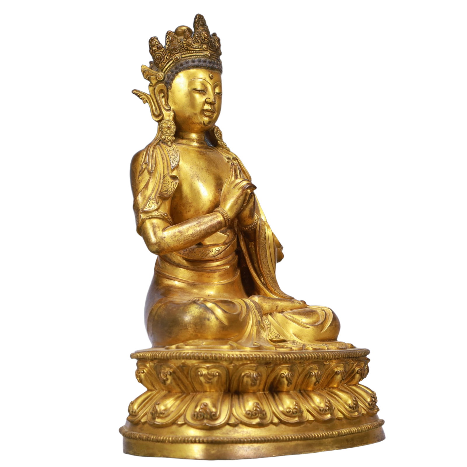 A Solemn Gilt Bronze Statue of Sakyamuni - 7