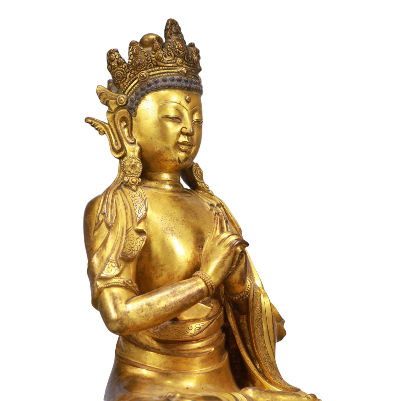 A Solemn Gilt Bronze Statue of Sakyamuni - 8
