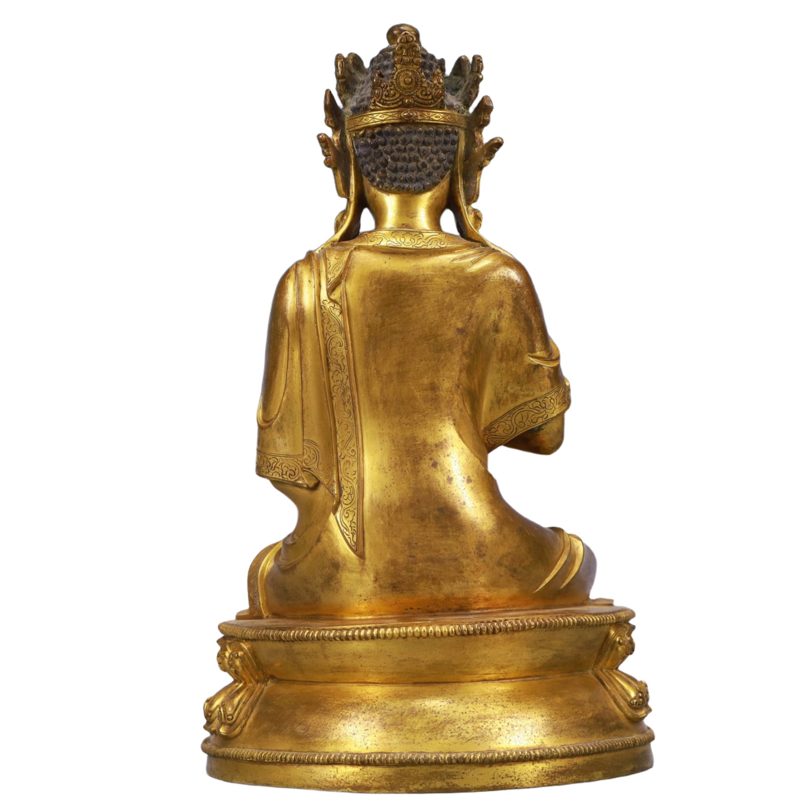 A Solemn Gilt Bronze Statue of Sakyamuni - 9