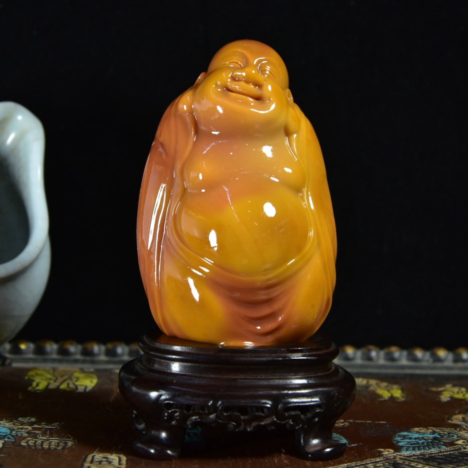 An Exquisite Tianhuang Stone Statue of Maitreya Buddha Ornament - 2