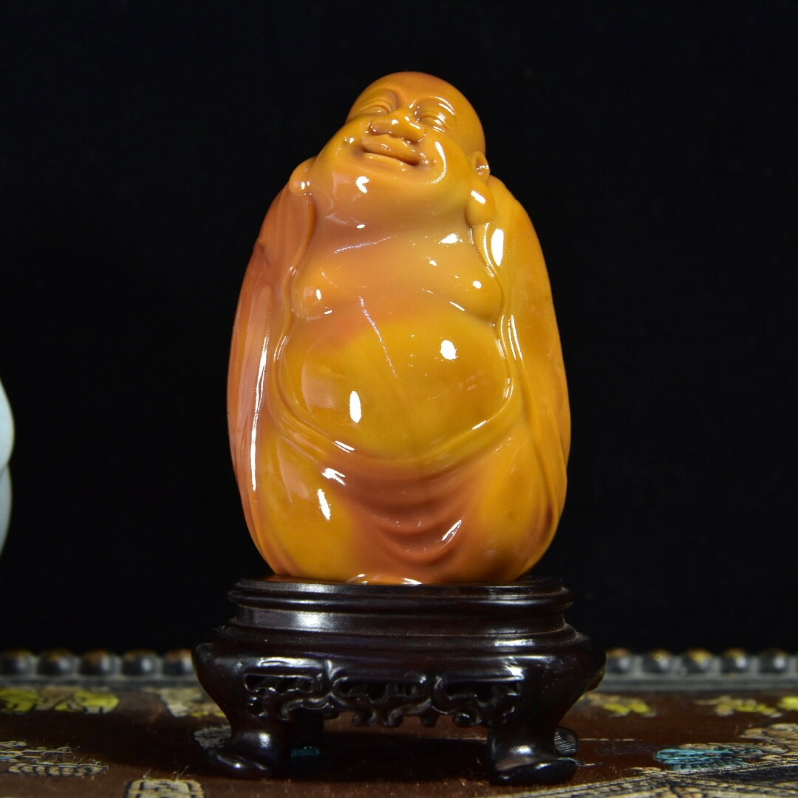 An Exquisite Tianhuang Stone Statue of Maitreya Buddha Ornament - 3