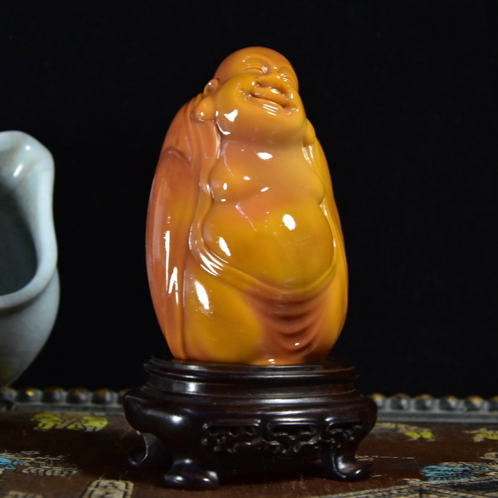 An Exquisite Tianhuang Stone Statue of Maitreya Buddha Ornament - 4