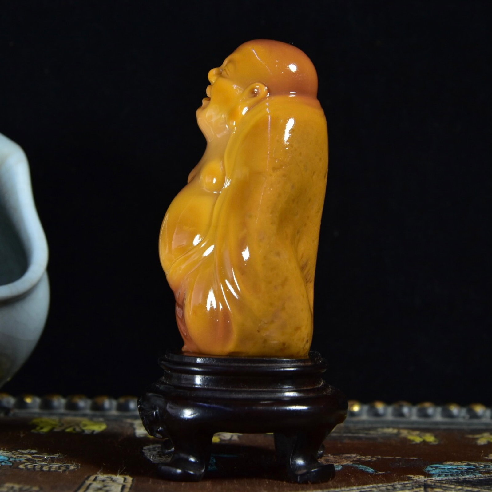 An Exquisite Tianhuang Stone Statue of Maitreya Buddha Ornament - 6