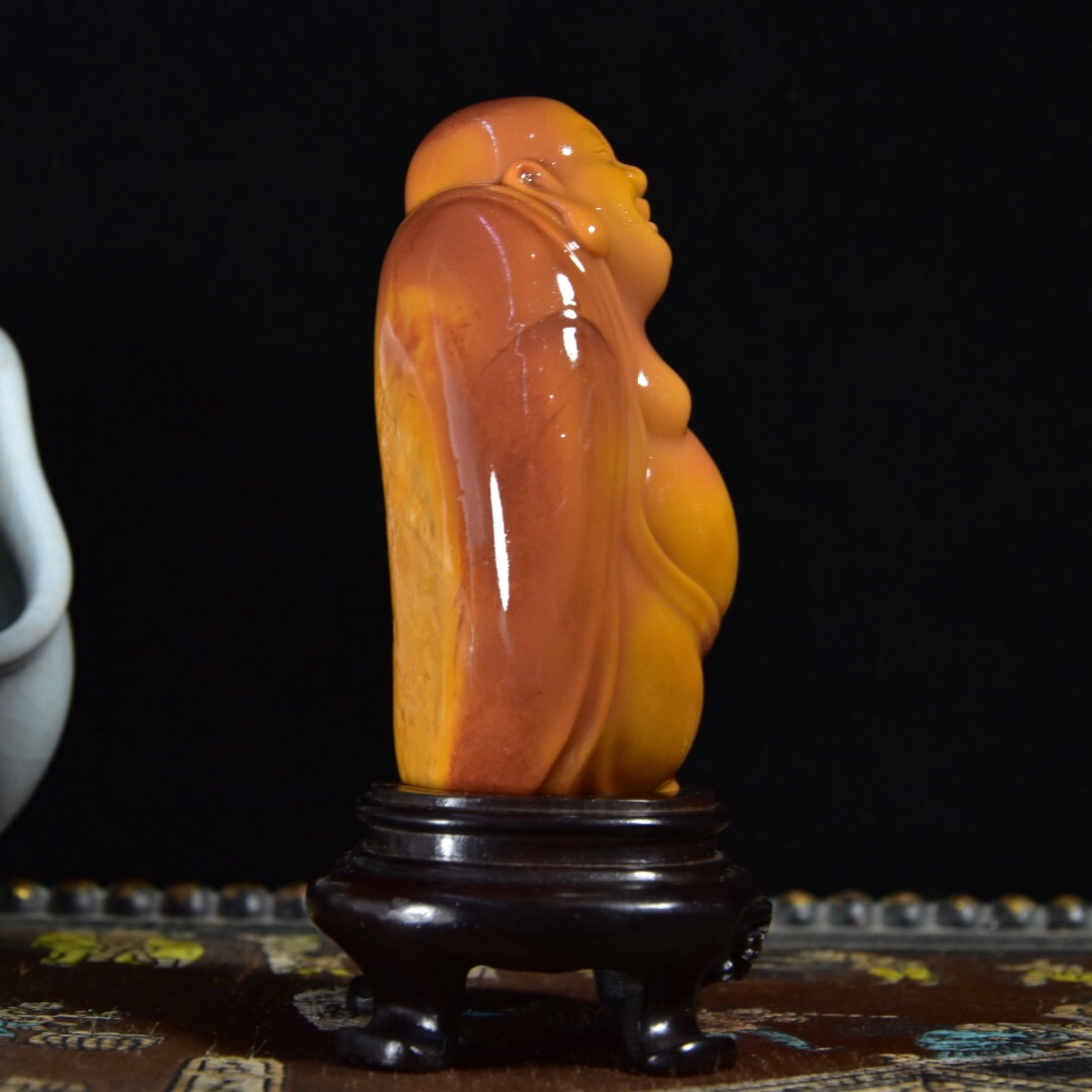 An Exquisite Tianhuang Stone Statue of Maitreya Buddha Ornament - 8