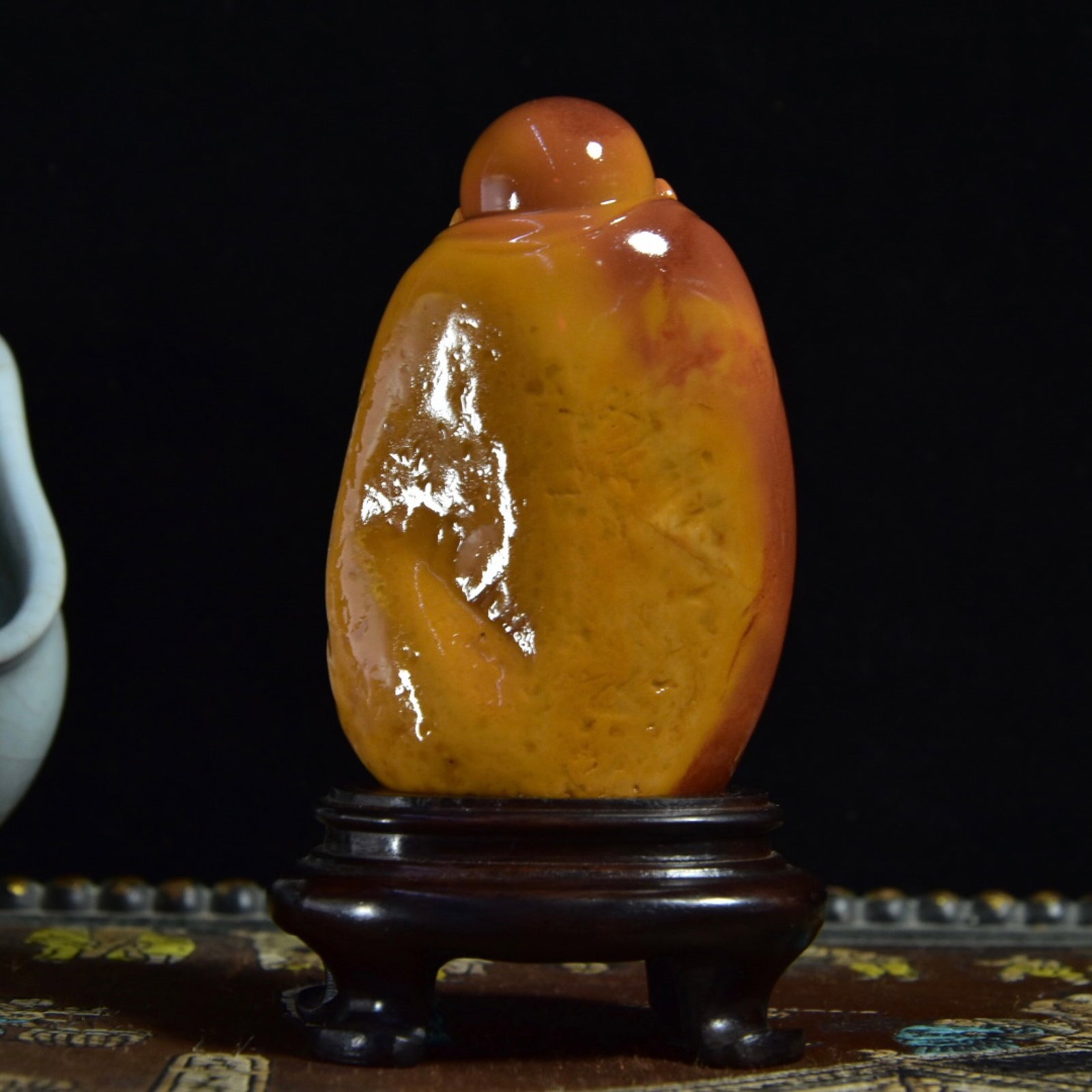 An Exquisite Tianhuang Stone Statue of Maitreya Buddha Ornament - 9