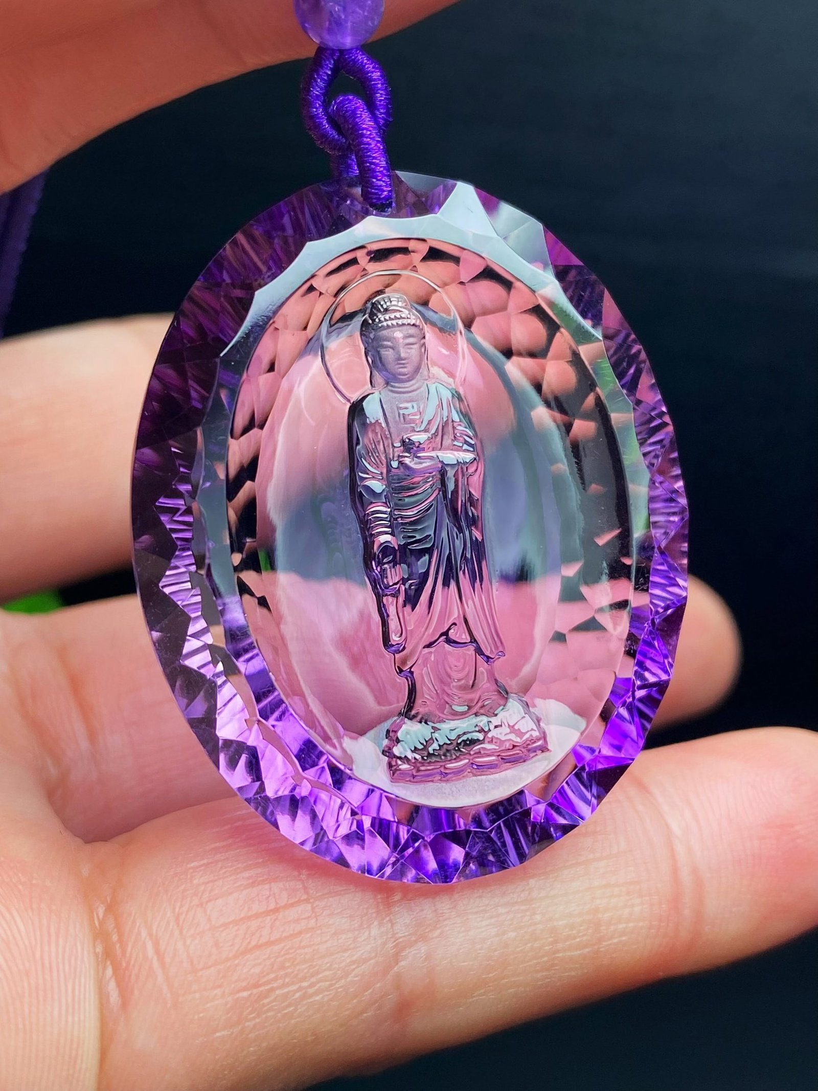 An Exquisite Crystal Sakyamuni Pattern Pendant - 4
