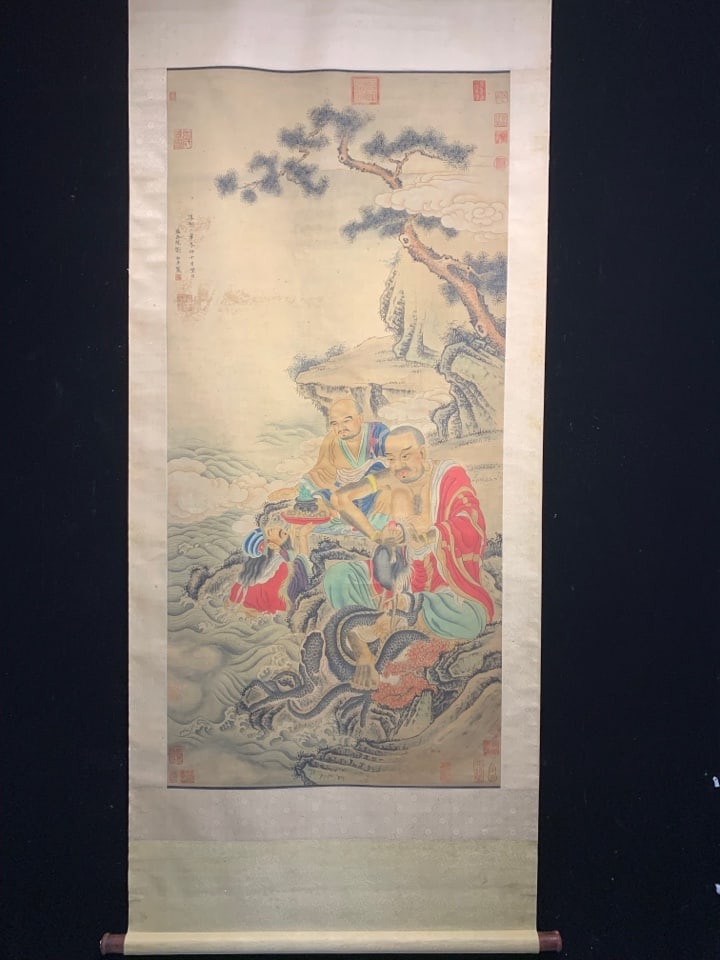 A Chinese Vertical Scroll Ink Painting of Landscape and Figure on Silk,Liu Songnian: Estimated Value:3600-7200 A Chinese Vertical Scroll Ink Painting of Landscape and Figure on Silk,Liu Songnian,Size:(Without frame)55.9inx26.4in 一幅中国水墨绢