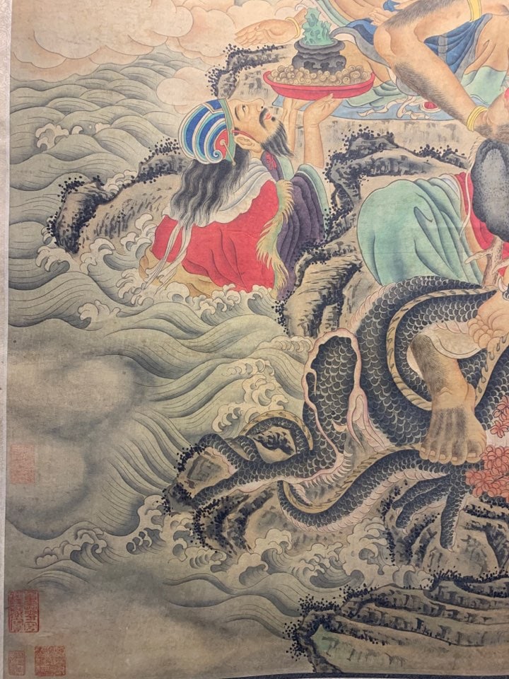 A Chinese Vertical Scroll Ink Painting of Landscape and Figure on Silk,Liu Songnian - 6