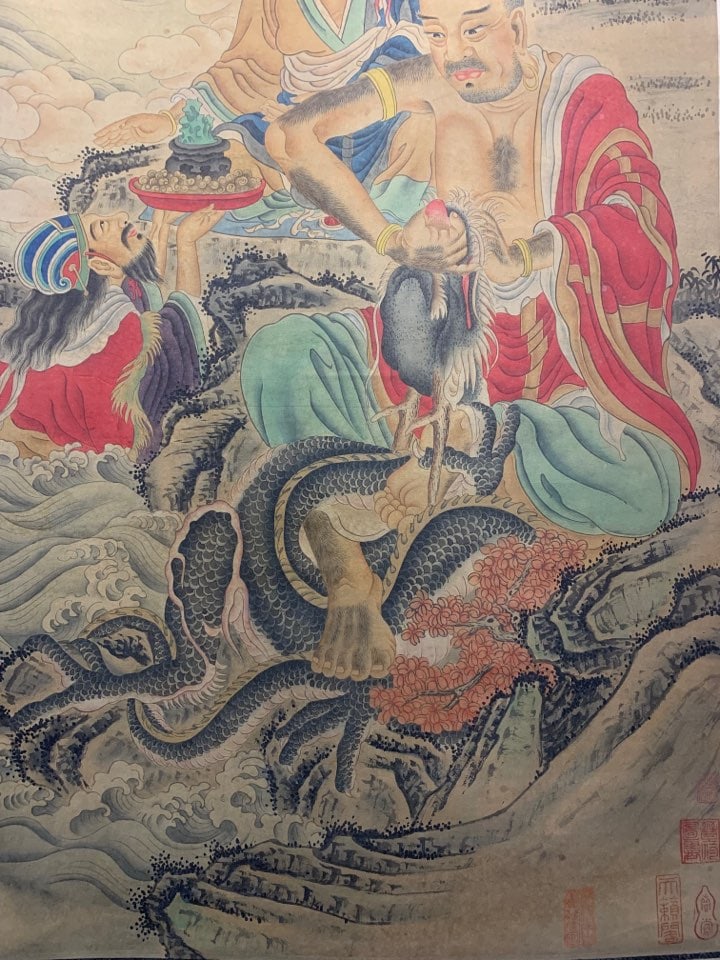 A Chinese Vertical Scroll Ink Painting of Landscape and Figure on Silk,Liu Songnian - 7