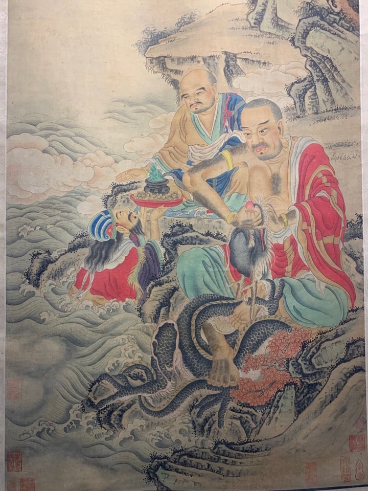 A Chinese Vertical Scroll Ink Painting of Landscape and Figure on Silk,Liu Songnian - 9