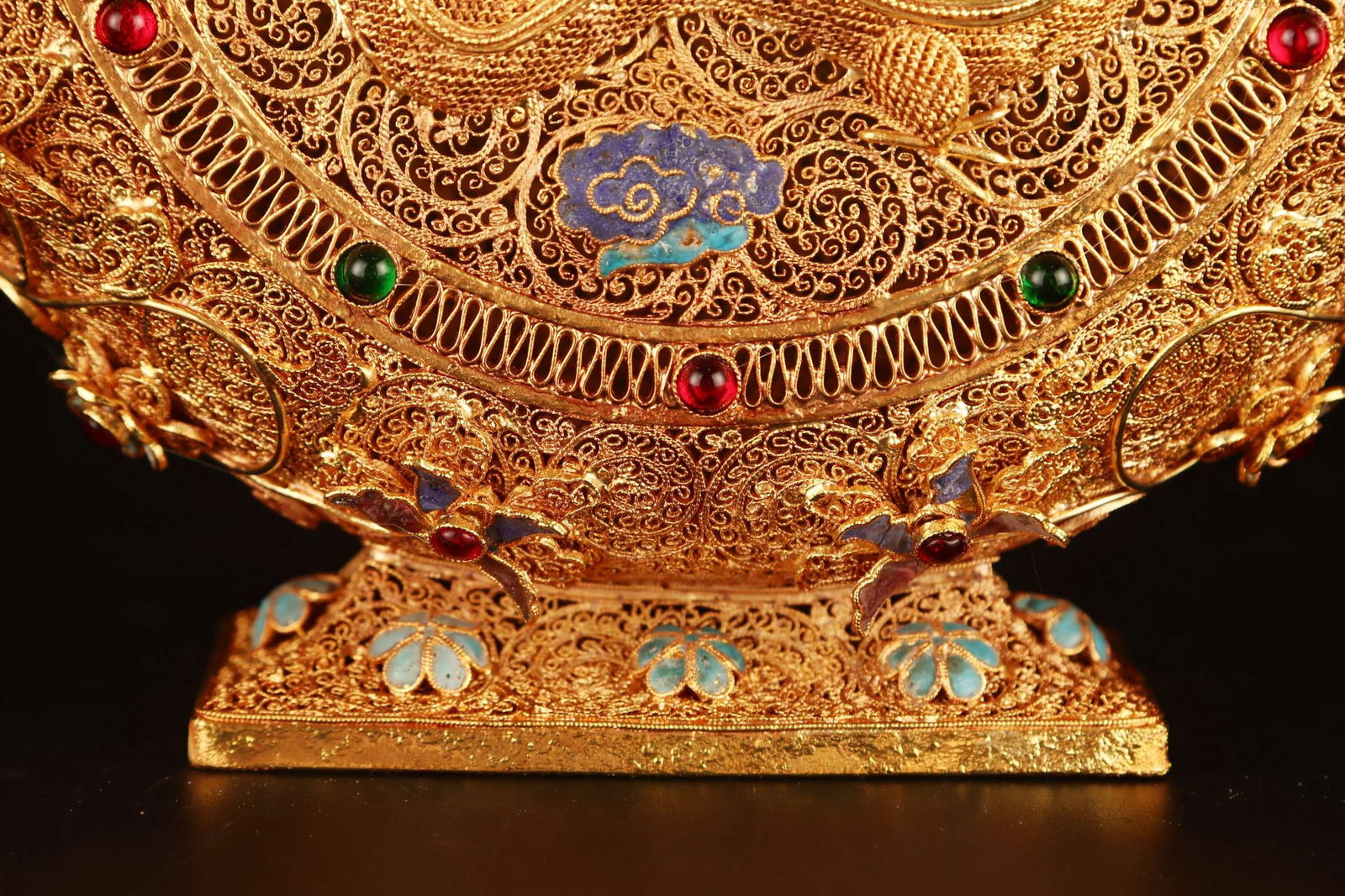 A Pair of Exquisite Filigree and Gilding Auspicious Cloud and Dragon Pattern Double-Ears Vases,In... - 7