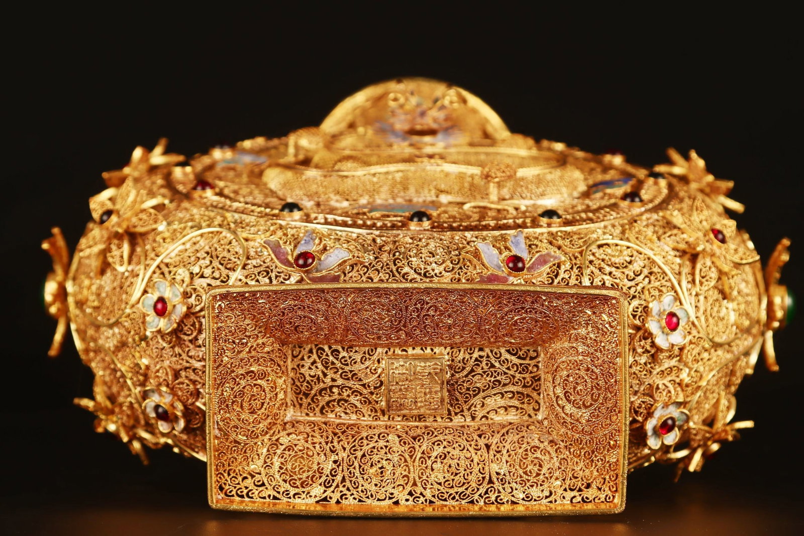 A Pair of Exquisite Filigree and Gilding Auspicious Cloud and Dragon Pattern Double-Ears Vases,In... - 9