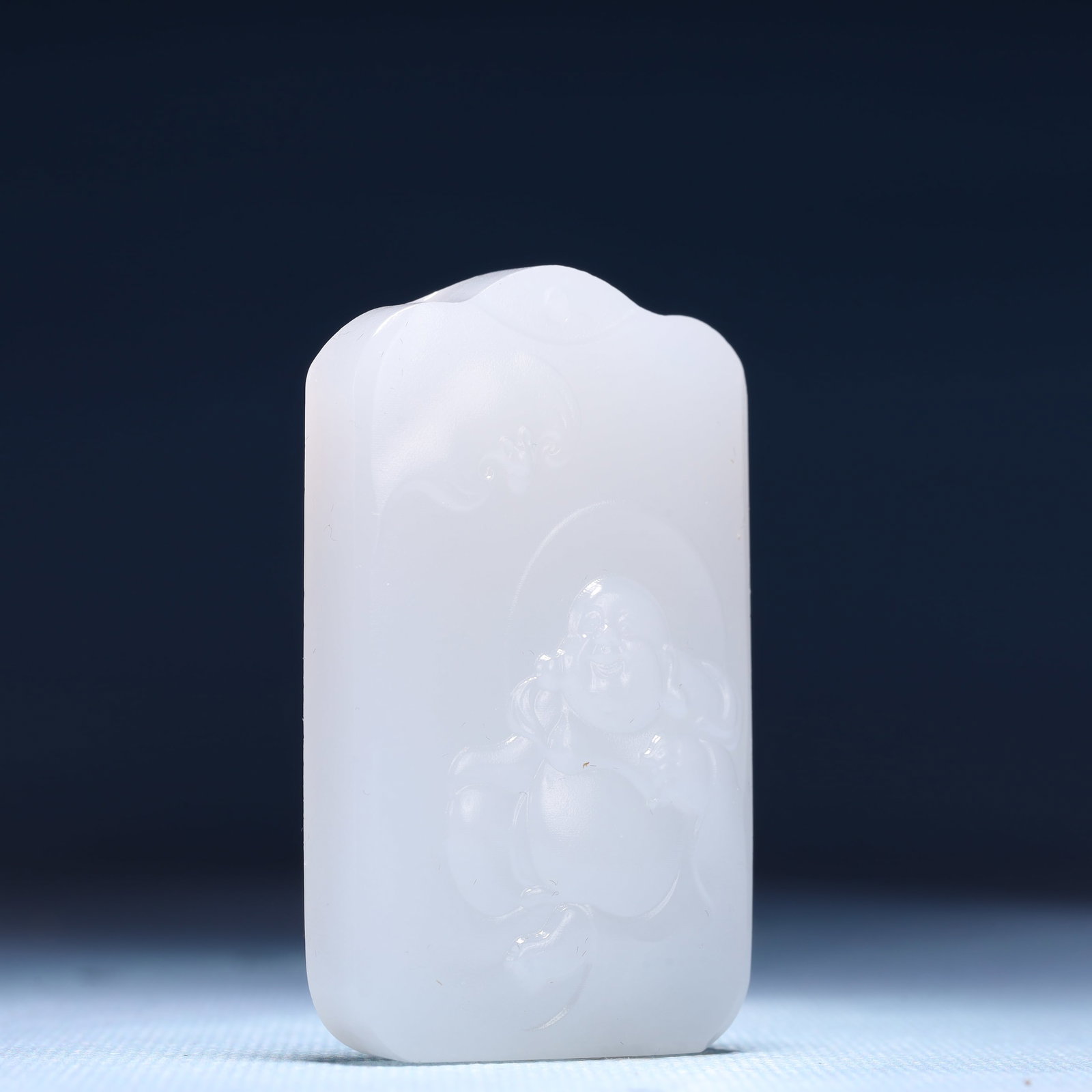 An Exquisite White Jade Statue of Maitreya Buddha Pendant - 3