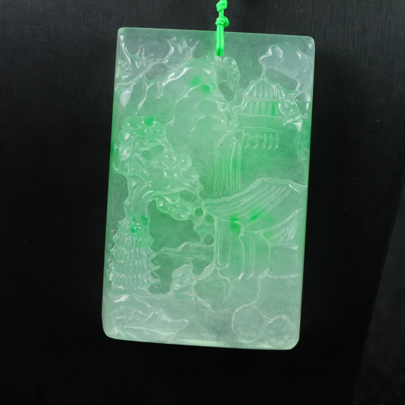 An Exquisite Jadeite Landscape Pattern Pendant - 2