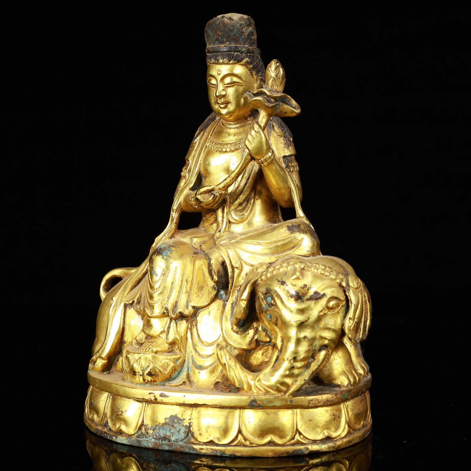 A Solemn Gilt Bronze Statue of Samantabhadra - 4