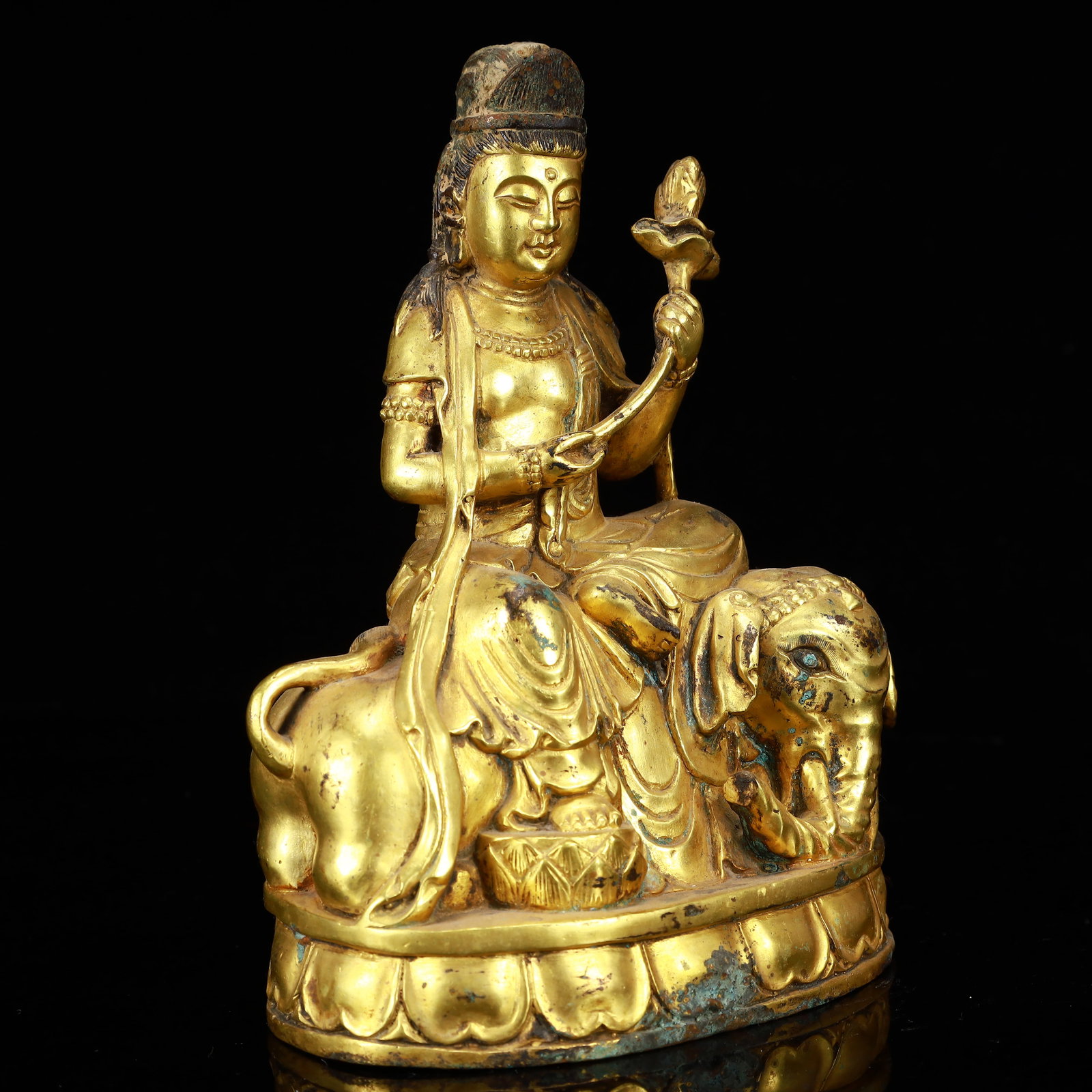 A Solemn Gilt Bronze Statue of Samantabhadra - 7
